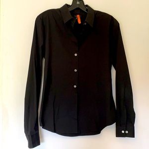 Theory Black Button Down Blouse